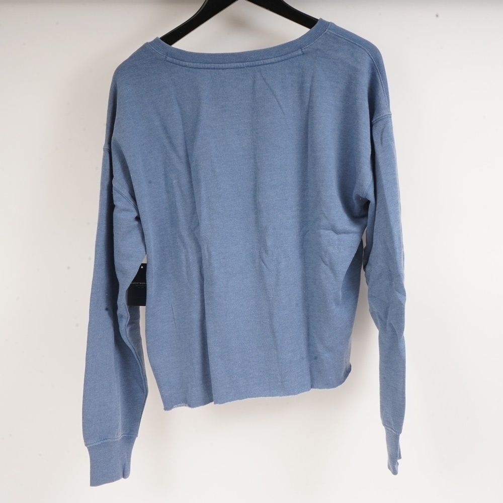 NWT Lucky Brand Light‎ Blue V Neck Cut Off Sweater Size L​ - Picture 3 of 8